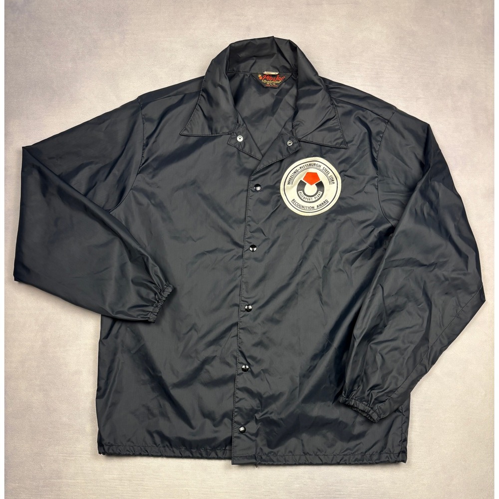 Vintage Pla-Jac Dunbrooke Coaches Jacket Black Wheeling Pittsburgh Steel Large